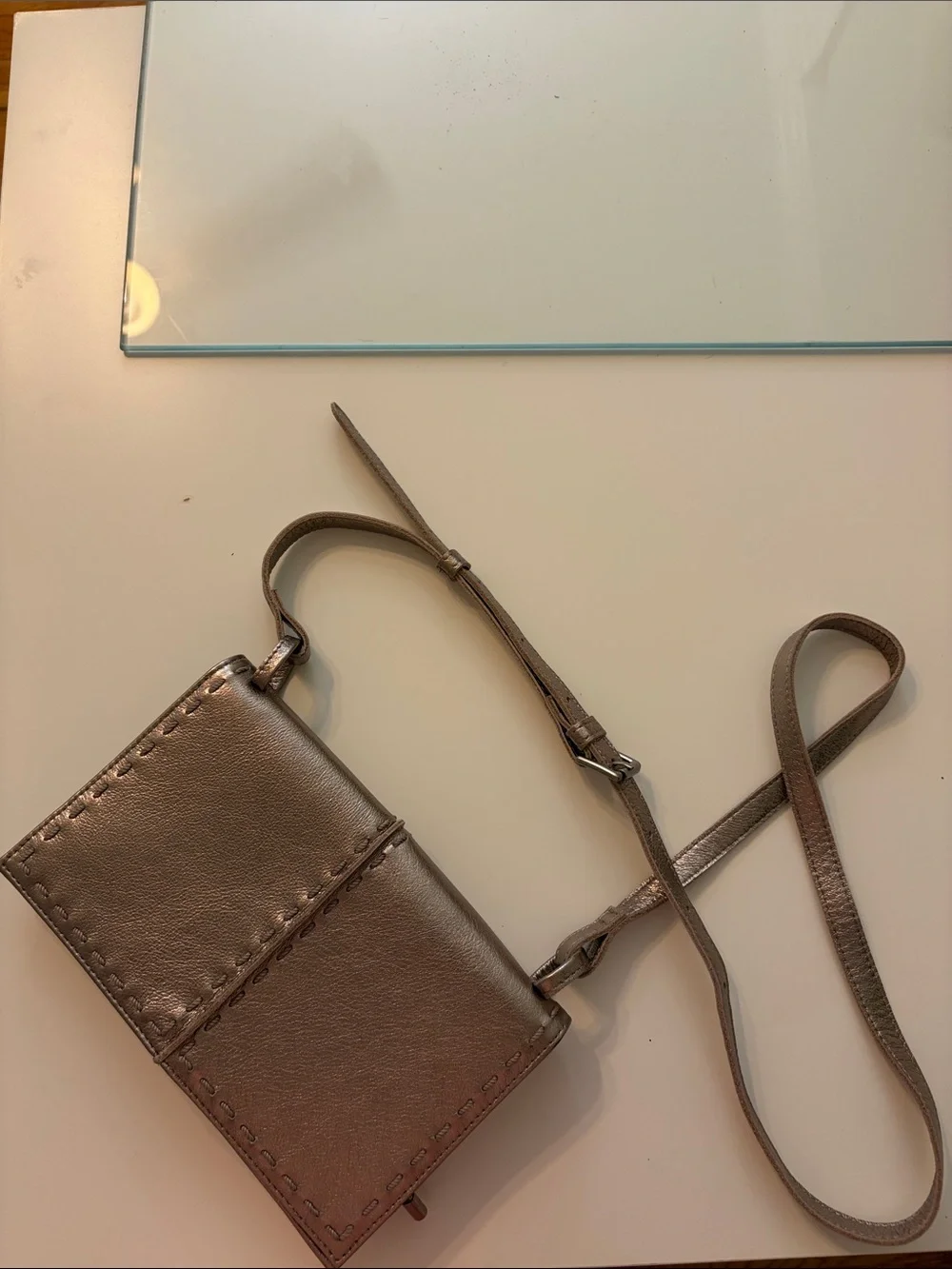 The Sak Metallic Taupe Crossbody Wallet